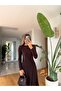 Asymmetrical Cut Lace Dress - Brown - 3