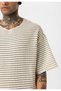 Striped Oversize Knitwear T-Shirt - 6