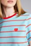 100% Cotton Regular Fit Crew Neck Striped Heart Printed Short Sleeve T-Shirt H6297Ax26Sm - 5