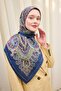 Velora Scarf Ethnic Navy Blue 90X90 - 2