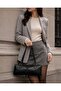 Women's Baguette Shoulder Bag with Shiny Leather Look, Zipper and Gold Accessories, Mini Hand and Shoulder Bag - 2