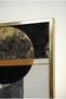 Modern Geometric Glass Painting with Gold and Black Tones - Gold Metal Framed Painting for Home, Business, and School - 4