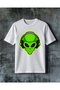 Alien Earphone Printed Oversize T-Shirt