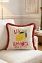 Lemon Patterned Vintage Fringed Throw Pillow Cover Burgundy Tasseled French Market Pillowcase