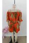 Women's open shoulder, madonna collar, belted waist, patterned short supreme jumpsuit - 7
