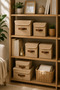 Cabinet Organization Set of 4 Organizer Boxes – 2 Pieces 20X20X20 cm + 2 Pieces 25X25X25 cm Jute Storage Boxes with Lids - 3