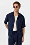 Linen Blend Short Sleeve Men's Shirt - 3