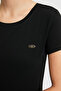 Women's Black Crew Neck Basic T-Shirt 50321809-Vr046 - 6