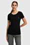 Women's Black Crew Neck Basic T-Shirt 50321809-Vr046 - 3