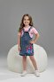 Girl's Printed T-Shirt - Skirted Denim Salopet Set