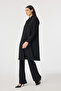Pearl Detailed Shawl Collar Black Tunic 1672 - 3