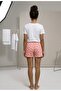 Women's Pajama Shorts - Dowry Set, Cotton, Cherry - Bowknot - Teddy Bear Pattern, Summer Home Wear - 2