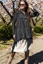 Hooded Skirt with Tassels, Openwork Buttons, Cotton Cardigan