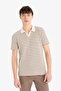 Regular Fit Polo Neck Striped Textured Short Sleeve T-Shirt D7249Ax25Sp - 4