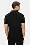 Oscar Black Polo Collar Gofre Printed Soft Textured Modal Fabric Standard Fit Men's Tshirt - 4