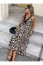 Women's Strappy Deep V Ruched Collar Lace-Up Single Jersey Long Summer Dress - 2