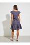 Purple Short Sleeve Balloon Hem Knee Length Dress - 4