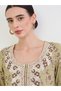 Green Floral Print Embroidered Jalabiya - 4