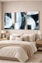 The Fight between Ice and Sky Blue 3-Piece Glass Painting Set with Gold Metal Frame for Home and Office - 2