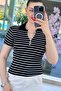 Polo Collar Ribbed Camisole Tshirt with Zipper on the Collar 6Y160