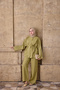 Women's High Collar Waist-Tie Suit in Fat Green - 4