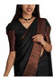 Black Soft Lichi Silk Saree with Woven Bronze Border - MAF3115 | Black - 2