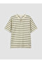 Nevavm Oval Collar Striped Boy's T-Shirt with Difference - 3