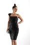 One-Shoulder, Sequined, Front Drape Detail, Knee-Length Lined, Evening Dress, Stylish Dress - 2