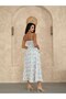 Women's Blue Shoulder Strap Dress with Lining, Elastic Waist, Patterned, Premium Quality Summer Dress - 6
