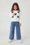Ecru Sequined Heart Patterned Badili Jeans Trousers Girls' 2-Piece Set 24148 - 2