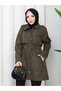 Polka Dot Waist Gathered Hijab Trench Coat Rc3134 - 7
