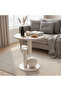 Round Side Table,Marble Pattern End Table with Geometric Base,Small Coffee Table,Sofa Side - 6