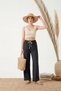 Women's Black Muslin Palazzo Trousers 100% Cotton Wide Leg High Waist Summer Wear - 3