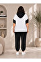 Plus Size Hooded Zippered Elastic Sleeve Elastic Waist Jogger Women's Top and Bottom Set - 6