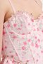 Women's Floral Woven Design Corset with Embroidery Detail on the Chest - 8