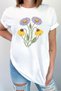 Women T-Shirt Cotton Floral Printed Vintage Botanical Pattern Durable Printing Summer T-Shirt - 4
