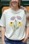 Women T-Shirt Cotton Floral Printed Vintage Botanical Pattern Durable Printing Summer T-Shirt