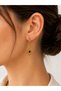 Gold Color Black Stone Detailed Authentic Dangle Earrings Vintage Patterned Women's Earrings - 3
