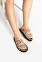 Klein Leather Women's Straw Weave Double Buckle Beige-Cream Slippers - 3