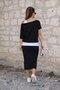 Women's Viscose 3-Piece Set: Strappy Round Neck Blouse, One-Shoulder Open Blouse and Skirt - 2