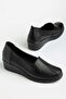 Large Size Genuine Leather Orthopedic Casual Shoes Black Wedge Heel Side Straps