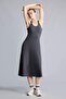 Cotton Standard Fit Crew Neck Strappy Anthracite Midi Dress H9762Ax26Hs