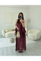 Wine Cloak Detailed Dress - 2