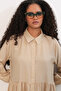 Women's Buttoned Long Hijab Dress 2591 - Beige - 2