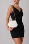 Women's White Sequined Hand-Knitted Evening Dress Bag with Silver Chain Strap and Clip Detail - 8