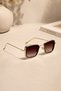 Unisex Women Square Gold Brown Metal Gradient Retro Uv400 Sunglasses - 3