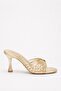 Women's Gold Buckle Open Toe Heeled Slippers - 2