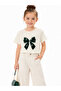 Girl's Stylish Bow Detailed T-Shirt Combed Cotton - 6