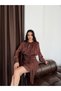 Brown Tie-Up Blouse and Ruffled Skirt Set - 3