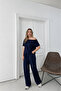 Women's Modal Fabric Casual Off-Shoulder Short Sleeve Blouse and Pants Two-Piece Set 0087 - 2